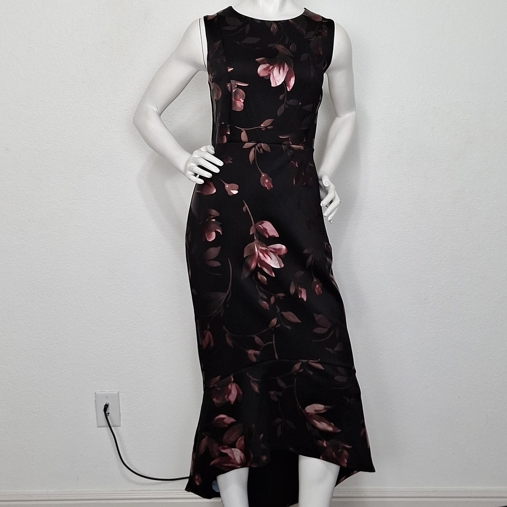 Enfocus Studio Black Pink Glam Metallic Cocktail Asymmetrical Hi Low Dress - 8